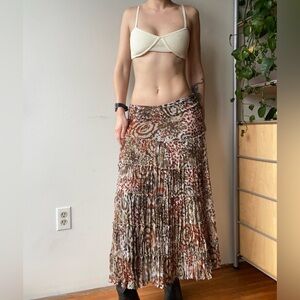 Jessica vintage maxi skirt boho tiered brown patterned size M